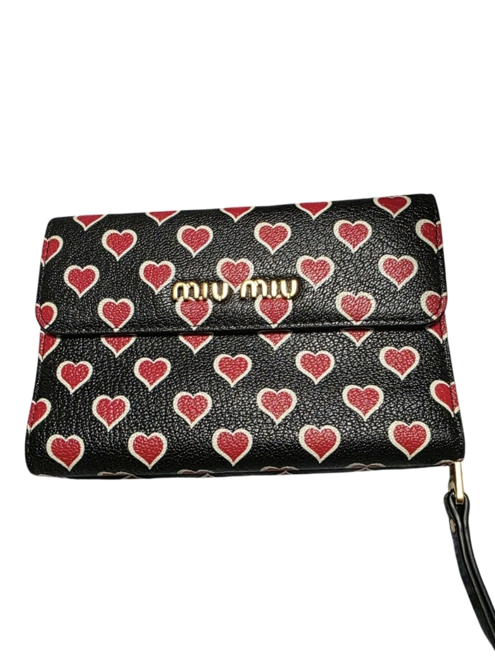 Miu Miu Heart Pattern L-Shaped Zipper Bifold Wallert